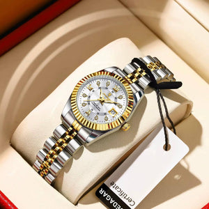 Poedgar™ Reloj Pareja Fondo Blanco Correa de Acero
