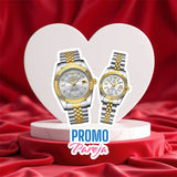 Poedgar™ Reloj Pareja Fondo Blanco Correa de Acero