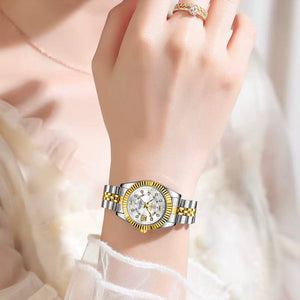 Poedgar™ Reloj Pareja Fondo Blanco Correa de Acero