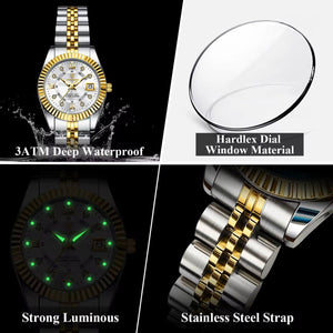 Poedgar™ Reloj Pareja Fondo Blanco Correa de Acero