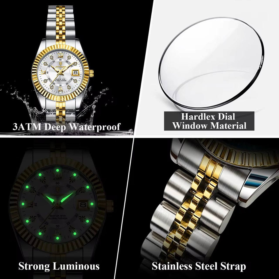 Poedgar™ Reloj Pareja Fondo Blanco Correa de Acero