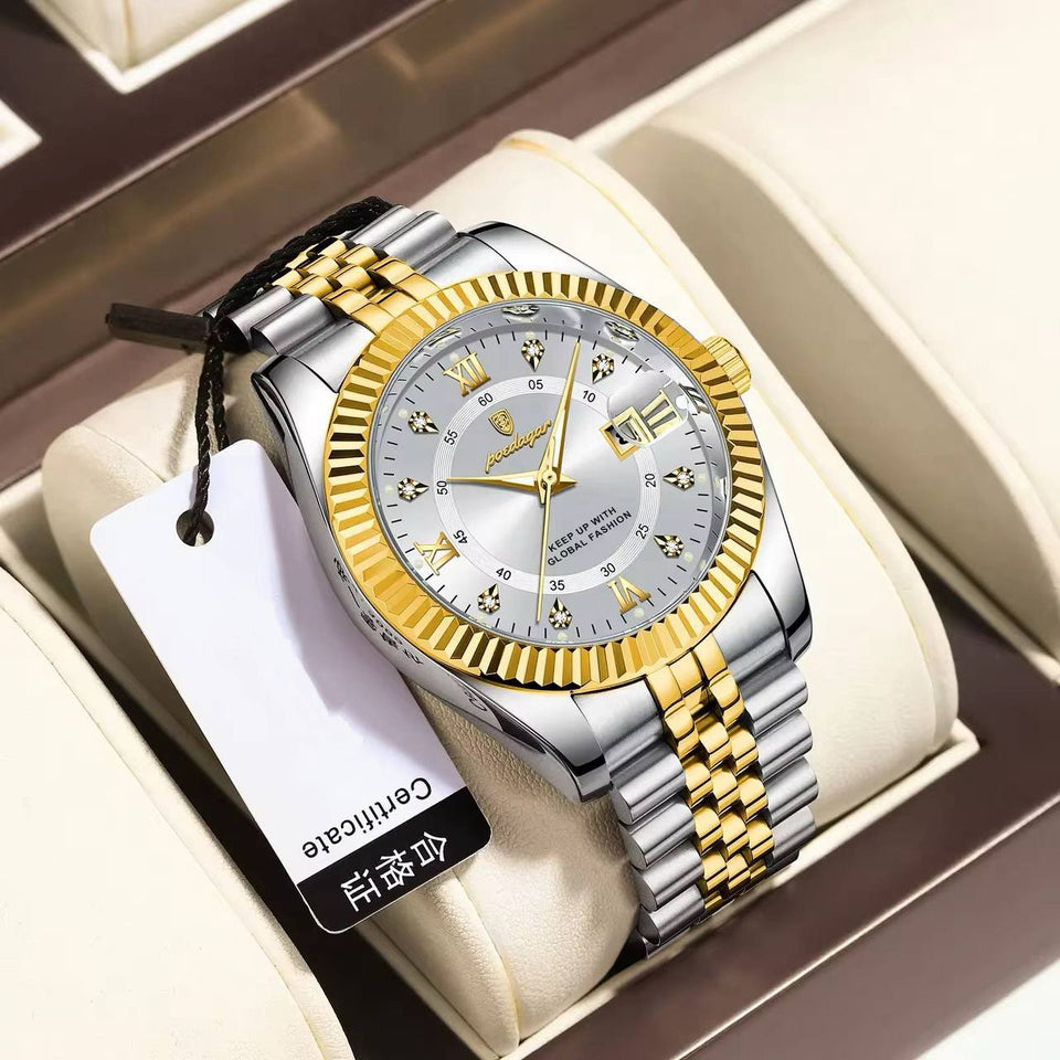 Poedgar™ Reloj Pareja Fondo Blanco Correa de Acero