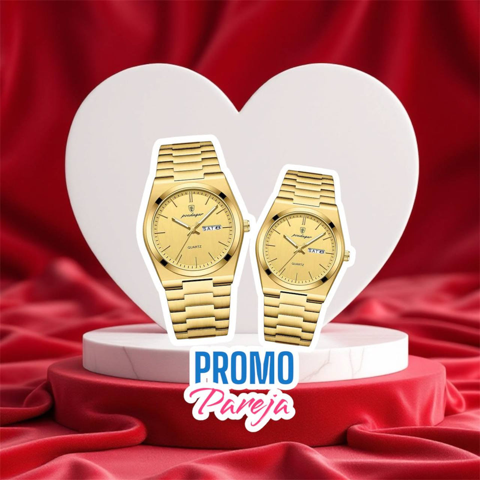 Poedgar™ Reloj Pareja TODO DORADO