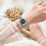 Poedgar™ Reloj Pareja Fondo Azul Correa de Acero