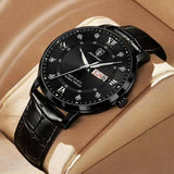Poedgar™ Reloj Hombre Fondo Negro Correa Negra