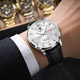 Poedgar™ Reloj Hombre Fondo Blanco Correa Negra