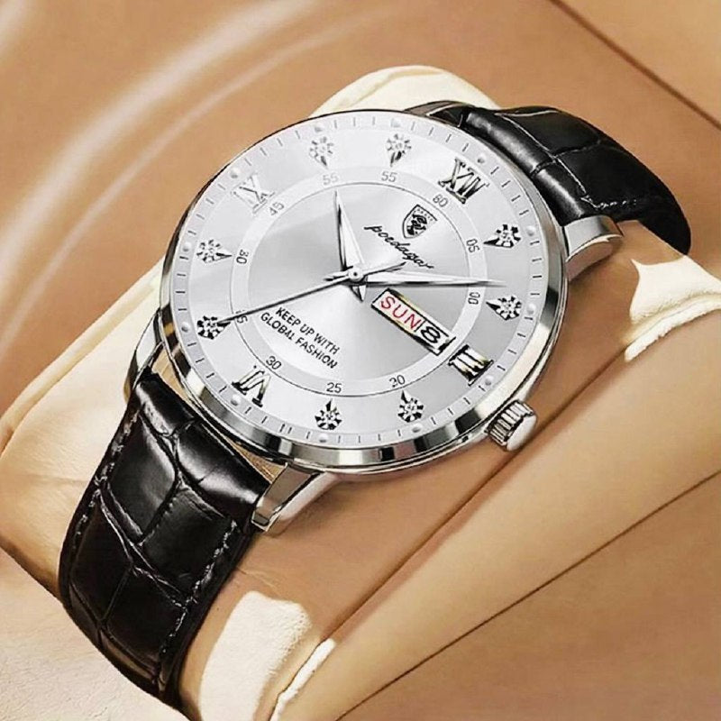 Poedgar™ Reloj Hombre Fondo Blanco Correa Negra